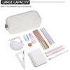 imageDella Gao Pencil Case Large Capacity Pencil Pouch Soft Quilted Pen Bag Office Stationery Organizer Sturdy Pencil Bag for Men Women  BeigeBeige