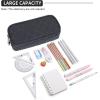 imageDella Gao Pencil Case Large Capacity Pencil Pouch Soft Quilted Pen Bag Office Stationery Organizer Sturdy Pencil Bag for Men Women  BeigeBlack Sewing