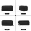 imageDella Gao Pencil Case Large Capacity Pencil Pouch Soft Quilted Pen Bag Office Stationery Organizer Sturdy Pencil Bag for Men Women  BeigeBlack WJ0013