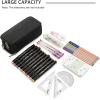 imageDella Gao Pencil Case Large Capacity Pencil Pouch Soft Quilted Pen Bag Office Stationery Organizer Sturdy Pencil Bag for Men Women  BeigeBlack WJ0013