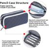 imageDella Gao Pencil Case Large Capacity Pencil Pouch Soft Quilted Pen Bag Office Stationery Organizer Sturdy Pencil Bag for Men Women  BeigeDark Blue