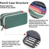 imageDella Gao Pencil Case Large Capacity Pencil Pouch Soft Quilted Pen Bag Office Stationery Organizer Sturdy Pencil Bag for Men Women  BeigeDark Green