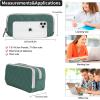 imageDella Gao Pencil Case Large Capacity Pencil Pouch Soft Quilted Pen Bag Office Stationery Organizer Sturdy Pencil Bag for Men Women  BeigeDark Green