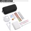 imageDella Gao Pencil Case Large Capacity Pencil Pouch Soft Quilted Pen Bag Office Stationery Organizer Sturdy Pencil Bag for Men Women  BeigeDellaGaoWJ001BK