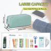 imageDella Gao Pencil Case Large Capacity Pencil Pouch Soft Quilted Pen Bag Office Stationery Organizer Sturdy Pencil Bag for Men Women  BeigeGreen