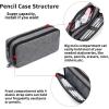 imageDella Gao Pencil Case Large Capacity Pencil Pouch Soft Quilted Pen Bag Office Stationery Organizer Sturdy Pencil Bag for Men Women  BeigeGrey