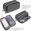 imageDella Gao Pencil Case Large Capacity Pencil Pouch Soft Quilted Pen Bag Office Stationery Organizer Sturdy Pencil Bag for Men Women  BeigeGrey WJ0013