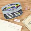 imageDella Gao Pencil Case Large Capacity Pencil Pouch Soft Quilted Pen Bag Office Stationery Organizer Sturdy Pencil Bag for Men Women  Dark GreenLight Blue