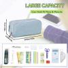 imageDella Gao Pencil Case Large Capacity Pencil Pouch Soft Quilted Pen Bag Office Stationery Organizer Sturdy Pencil Bag for Men Women  Dark GreenLight Blue