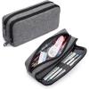 imageDella Gao Pencil Case Large Capacity Pencil Pouch Soft Quilted Pen Bag Office Stationery Organizer Sturdy Pencil Bag for Men Women  BeigeGrey