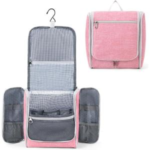 imageDella Gao Hanging Toiletry Bag for Women Travel Toiletry Bags Makeup Bag Organizer Waterresistant Cosmetic Bag for Essentials Accessories PurplePink L