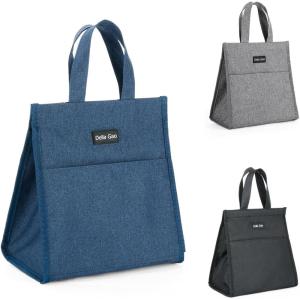 imageDella Gao Insulated Lunch Bag for Women Men Waterproof Small Lunch Tote Lunch Box Reusable Lunch Bags for Work Party Travel and Picnic BlackBlue