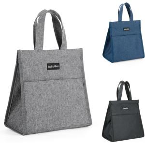 imageDella Gao Insulated Lunch Bag for Women Men Waterproof Small Lunch Tote Lunch Box Reusable Lunch Bags for Work Party Travel and Picnic BlackGray