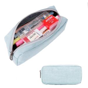 imageDella Gao Small Pencil Case Large Capacity Pencil Pouch Marker Pen Bag Coin Pouch Office Stationery Organizer Beige03RHBlue