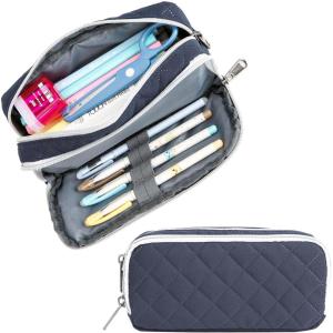 imageDella Gao Small Pencil Case Large Capacity Pencil Pouch Marker Pen Bag Coin Pouch Office Stationery Organizer Beige03RHDarkBlue02RH