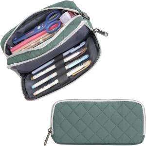 imageDella Gao Small Pencil Case Large Capacity Pencil Pouch Marker Pen Bag Coin Pouch Office Stationery Organizer Beige03RHDarkGreen02RH