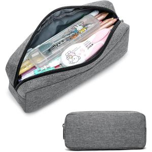 imageDella Gao Small Pencil Case Large Capacity Pencil Pouch Marker Pen Bag Coin Pouch Office Stationery Organizer Beige03RHGrey