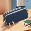 imageDella Gao Large Pencil Case Big Capacity Pencil Pouch with 3 Compartments Office Pencil Bag with Zipper Big Pen Case for AdultsDarkBlue03RH