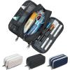 imageDella Gao Large Pencil Case Big Capacity Pencil Pouch with 3 Compartments Office Pencil Bag with Zipper Big Pen Case for AdultsBlack3BKRH