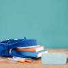 imageDella Gao Small Pencil Case Large Capacity Pencil Pouch Marker Pen Bag Coin Pouch Office Stationery Organizer BalckLight Blue